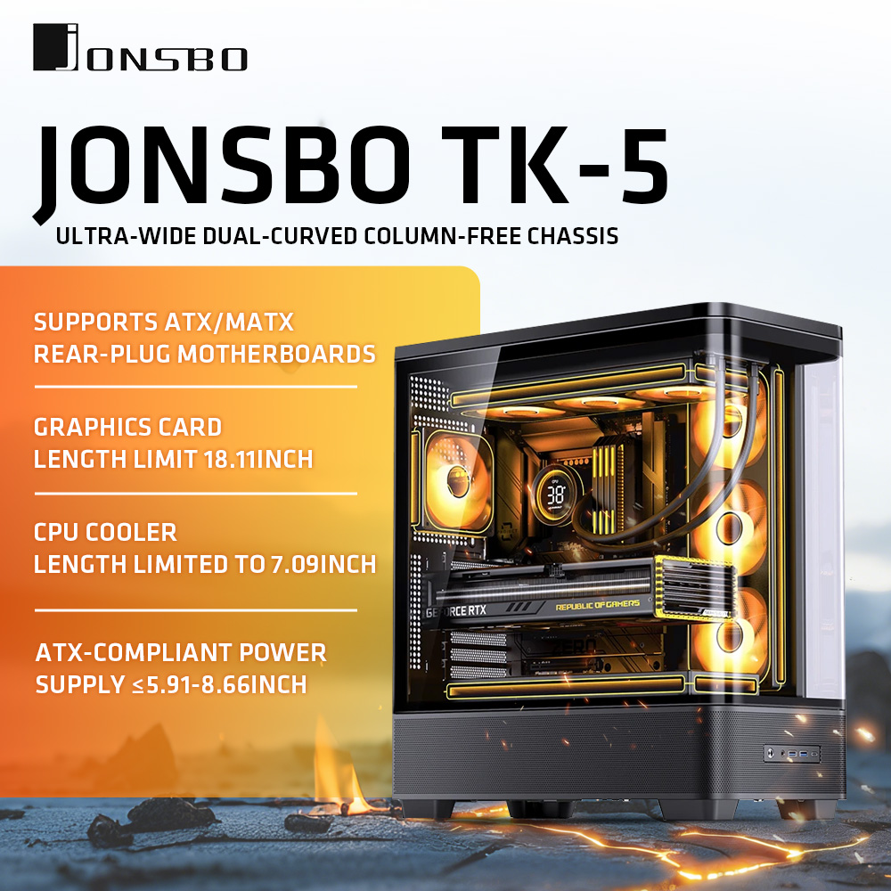 Pc Gaming Jonsbo - Casing PC JONSBO TK-5 Putih/Hitam ATX
