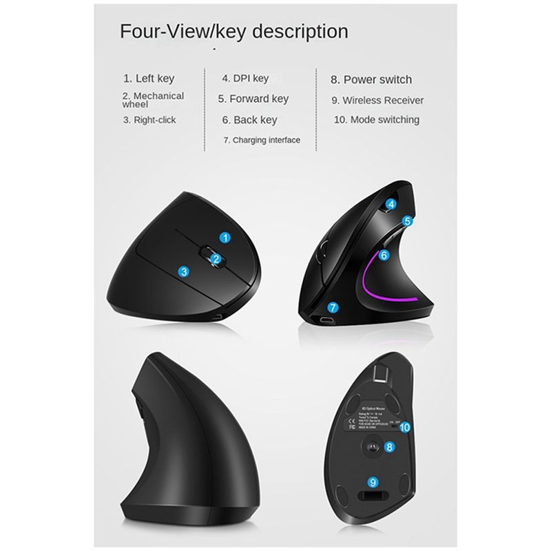 doyou Mouse Vertikal Nirkabel  - No Rgb Gaming Pc ulasan dan harga
