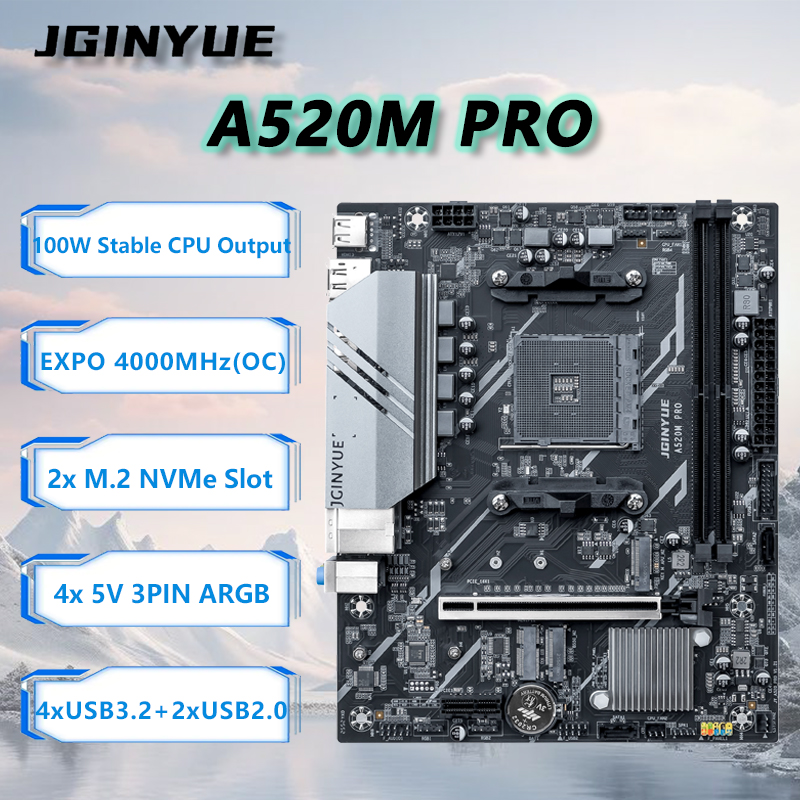 Kit Motherboard JGINYUE A520M  - No Rgb Gaming Pc ulasan dan harga