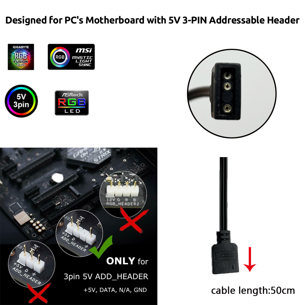 Header 5V ARGB 3Pin untuk Asus - No Rgb Gaming Pc ulasan dan harga
